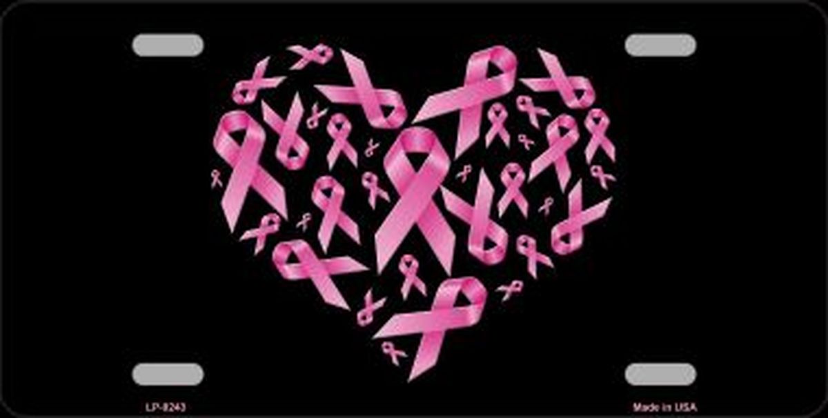 Pink Ribbons Breast Cancer License Plate Car Tag