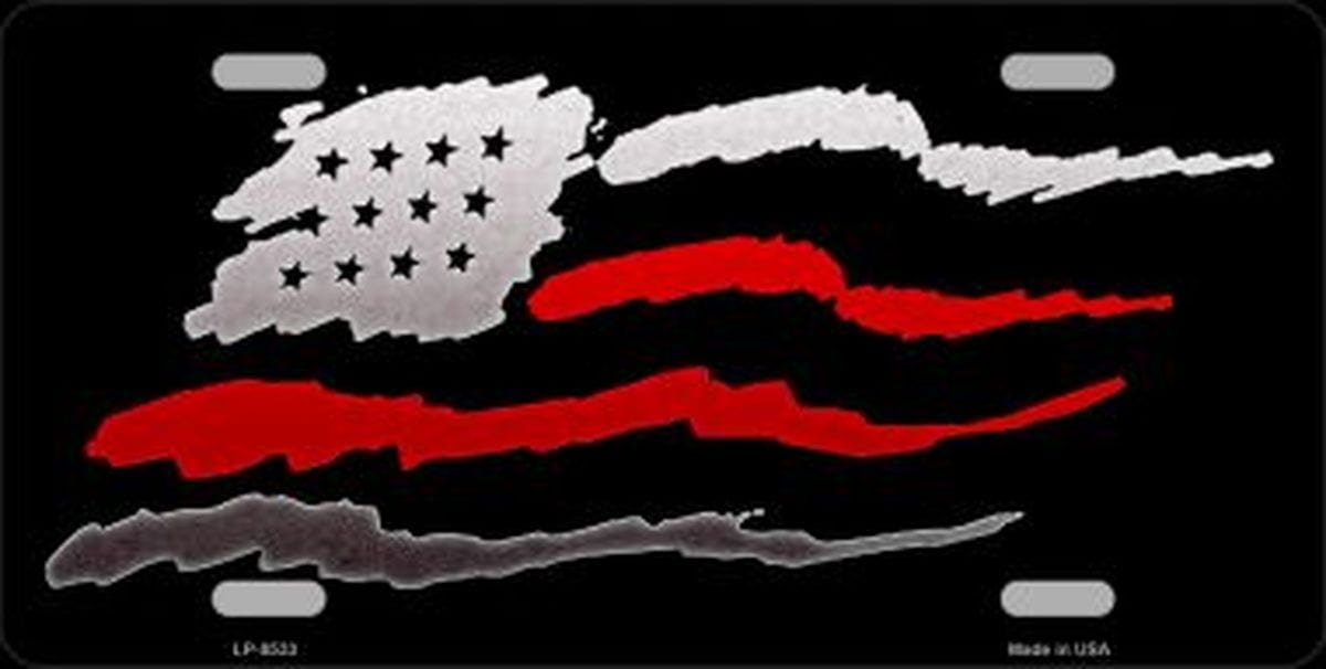 American Flag Thin Red Line License Plate Car Tag