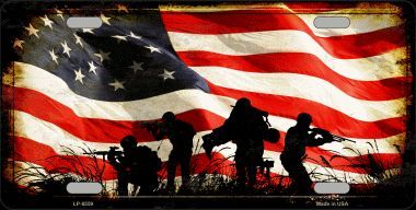 American Flag Freedom Fighters License Plate Car Tag