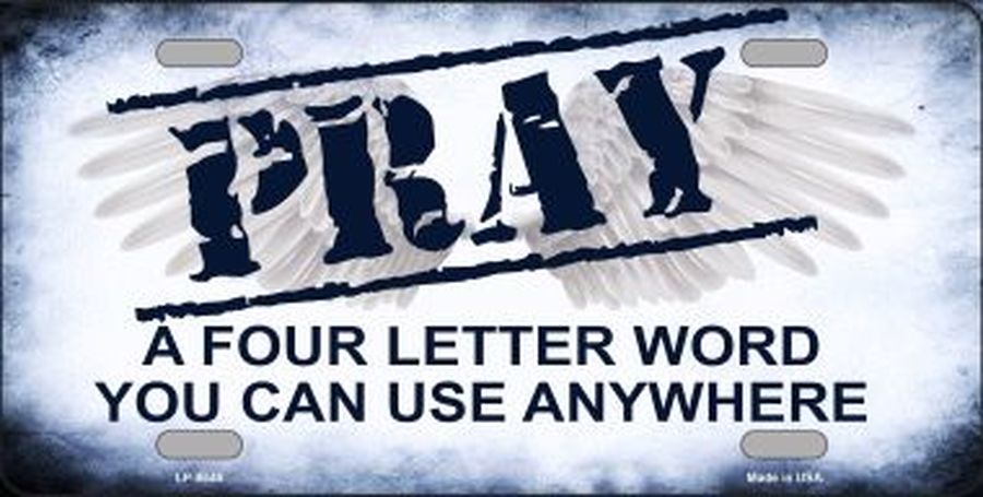 Pray Four Letter Word License Plate Car Tag