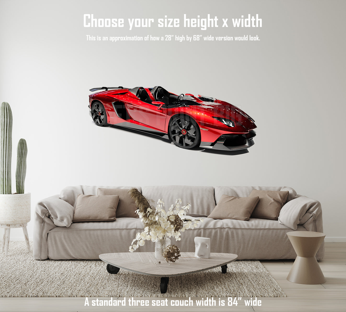 Car Art Red Lamborghini Convertible WALL DECAL REMOVABLE REPOSITIONABLE