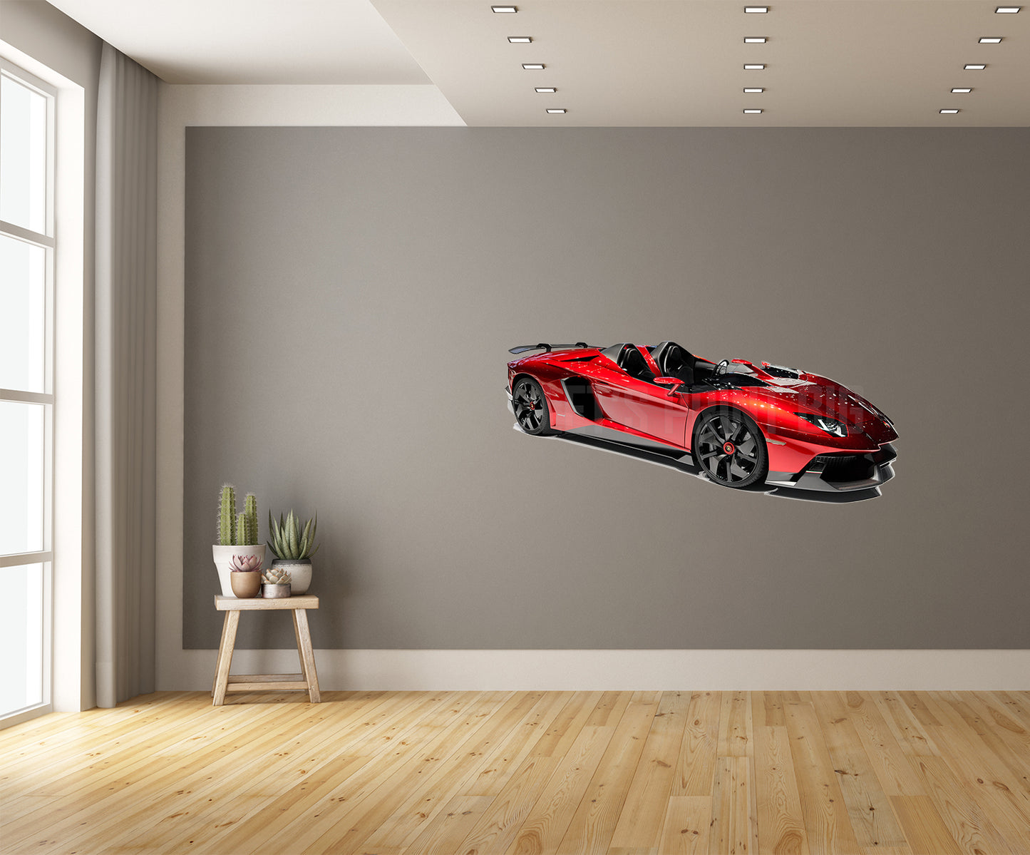 Car Art Red Lamborghini Convertible WALL DECAL REMOVABLE REPOSITIONABLE