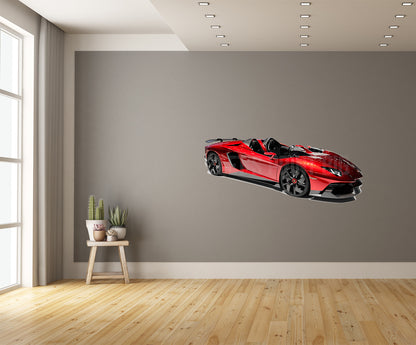 Car Art Red Lamborghini Convertible WALL DECAL REMOVABLE REPOSITIONABLE