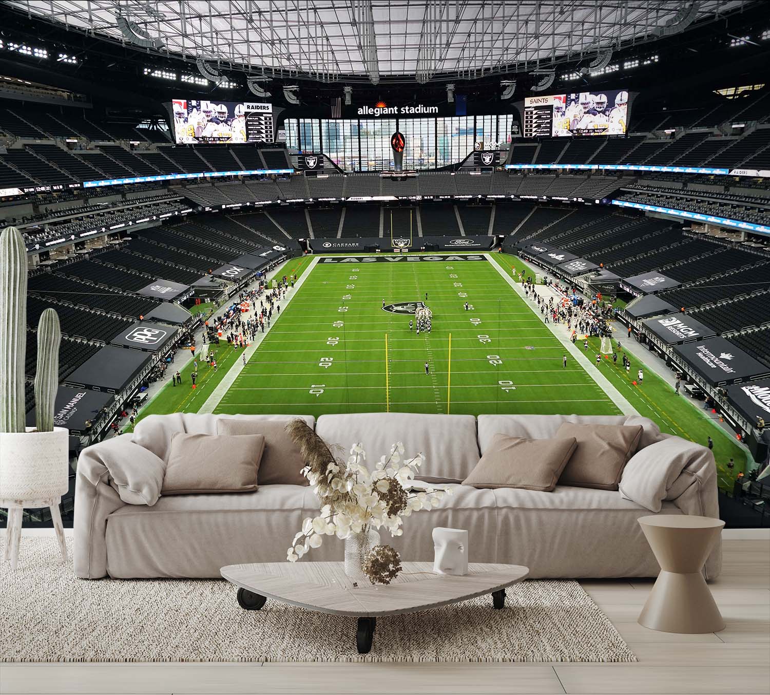 Las Vegas Raiders Wallpaper Allegiant Stadium Wall Mural living room couch