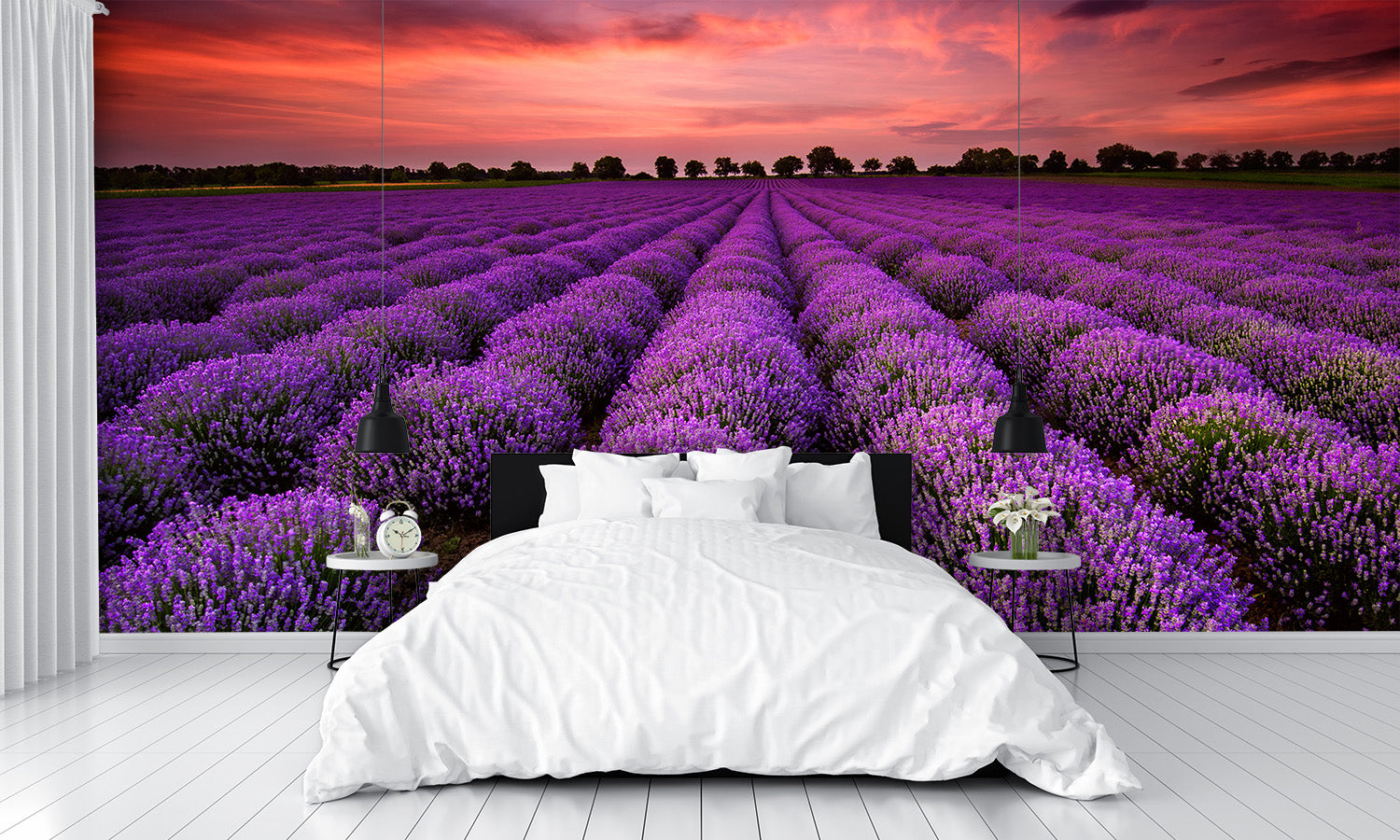 Lavender Field at Sunset Wall Mural