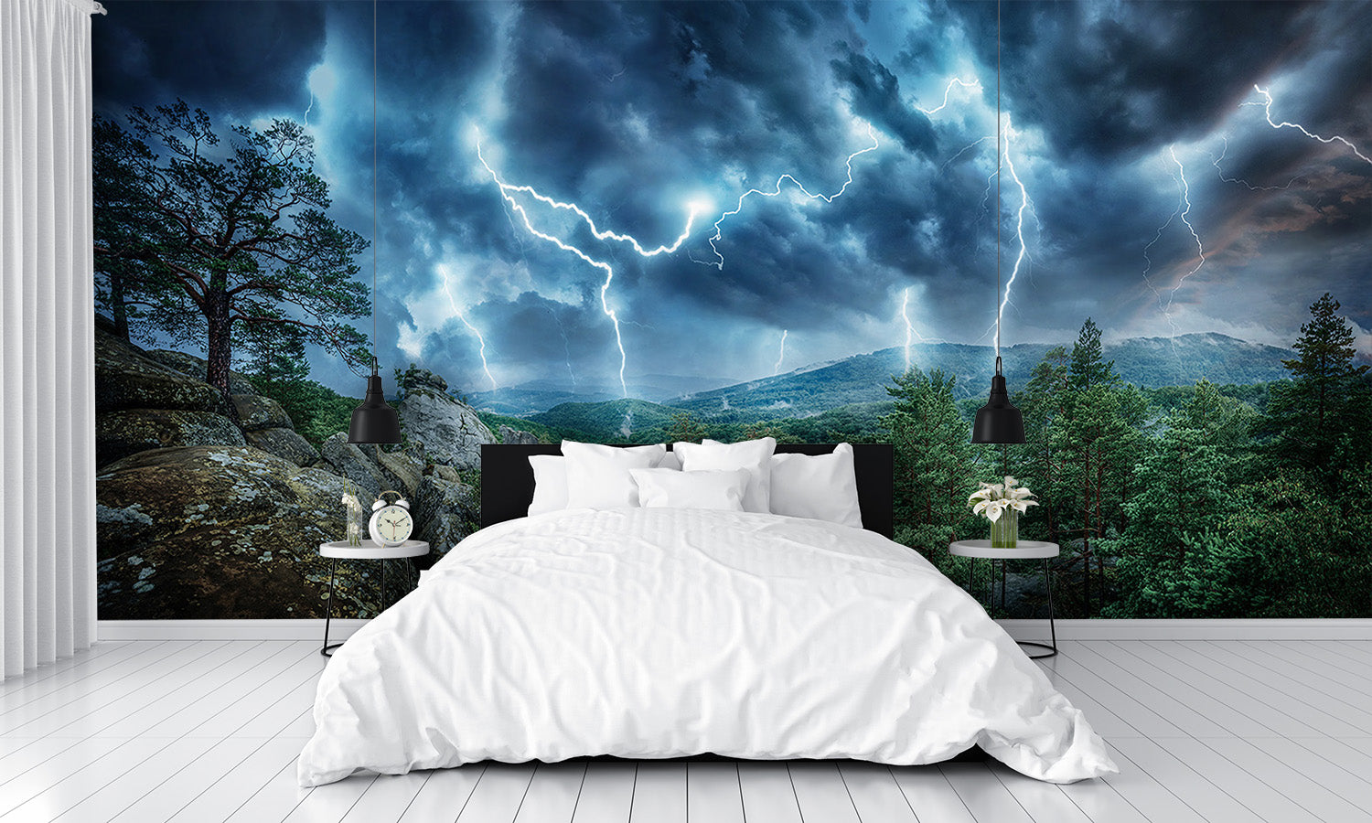 Lightening Thunderstorm Flash in the Mountains Wall Mural