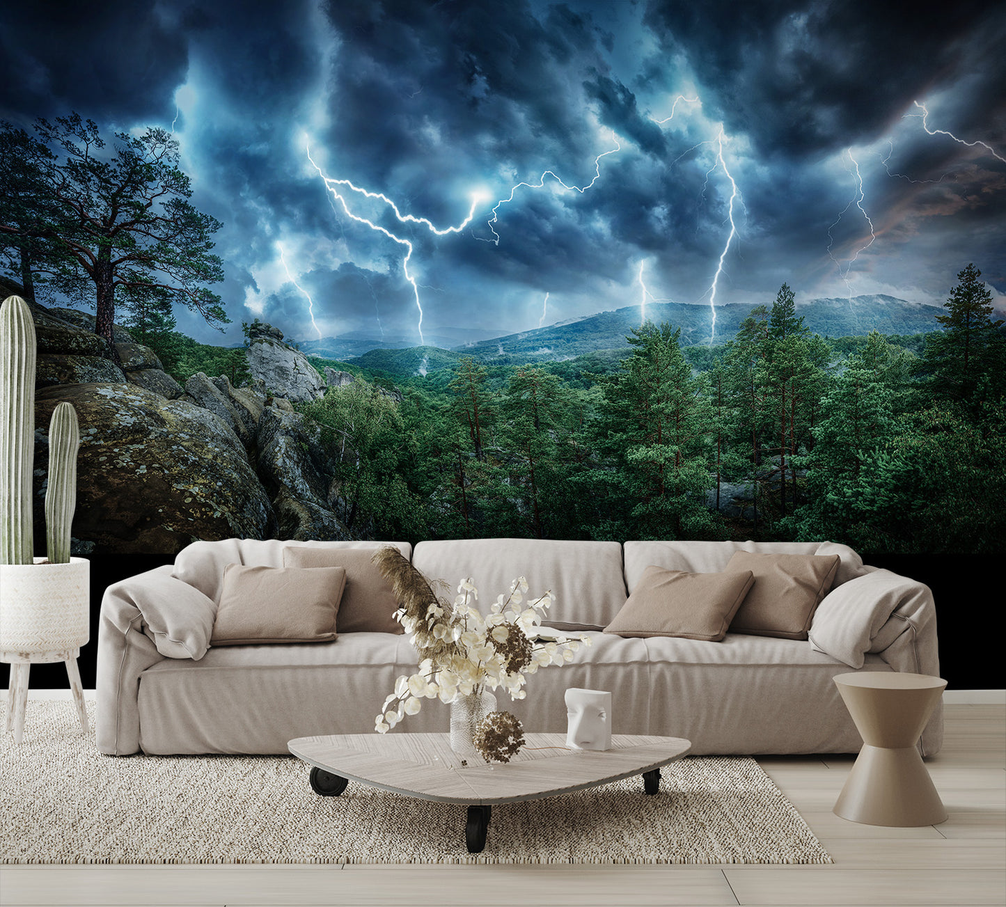 Lightening Thunderstorm Flash in the Mountains Wall Mural