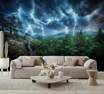 Lightening Thunderstorm Flash in the Mountains Wall Mural