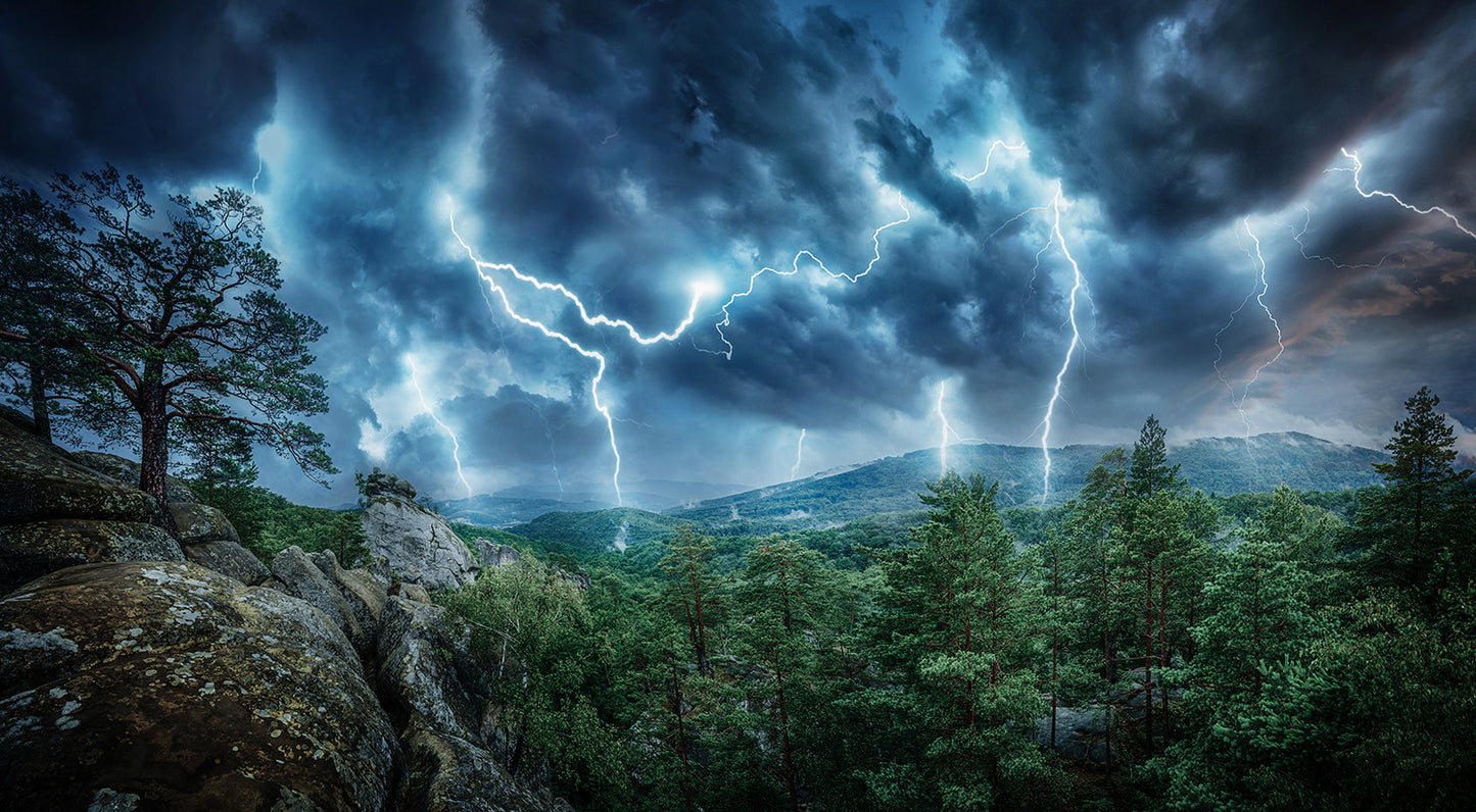 Lightening Thunderstorm Flash in the Mountains Wall Mural