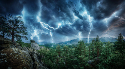 Lightening Thunderstorm Flash in the Mountains Wall Mural