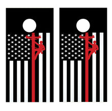 Thin Red Line Lineman Corn hole Board Decal Wrap