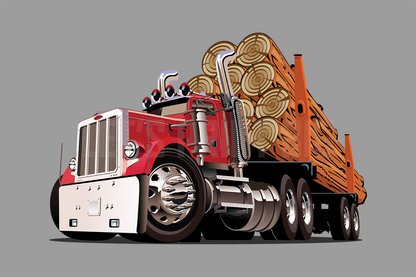 Car Art Logging Truck Cartoon Wall Decal
