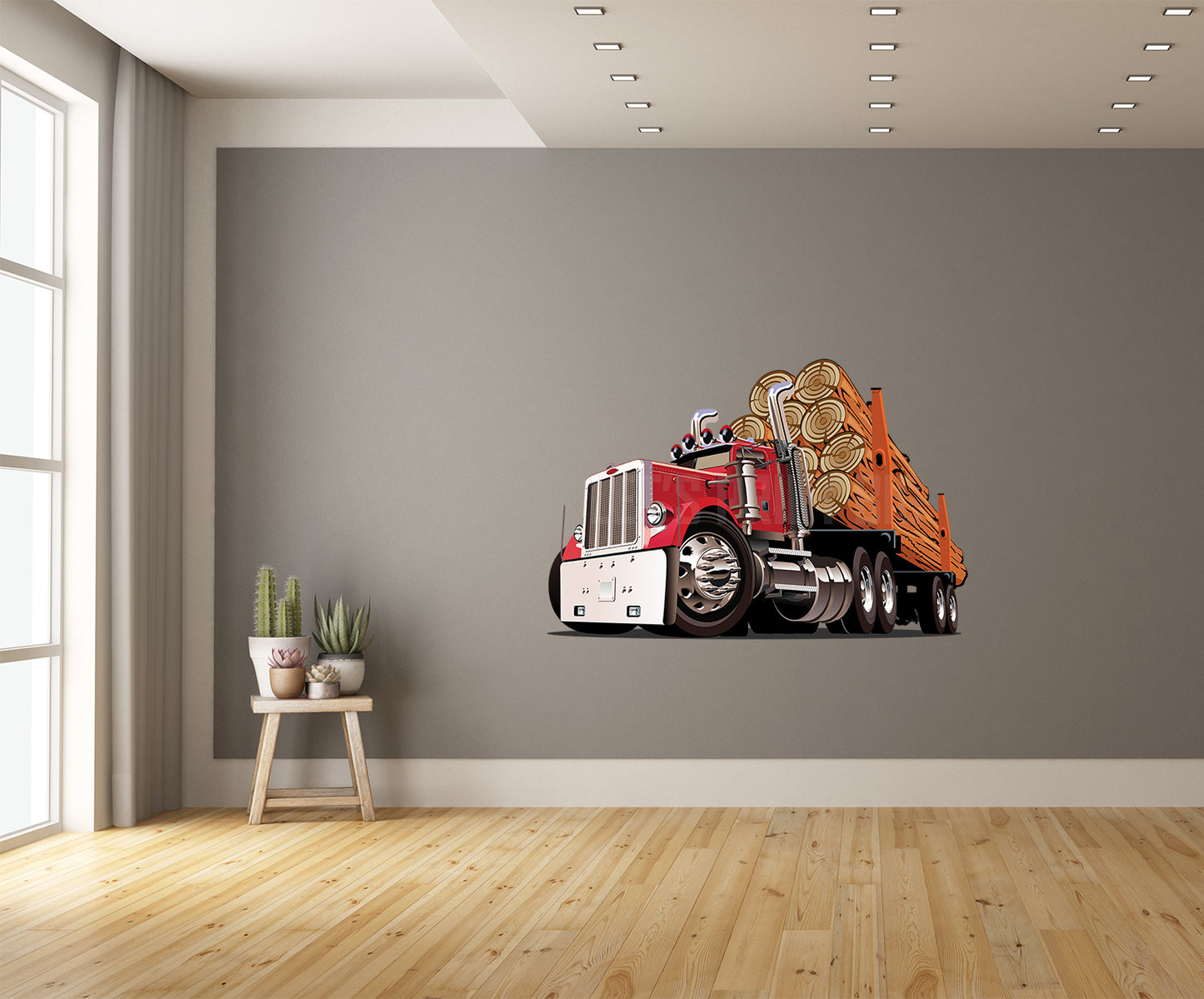 Car Art Logging Truck Cartoon Wall Decal