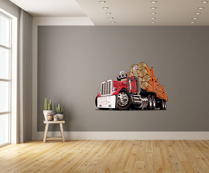 Car Art Logging Truck Cartoon Wall Decal