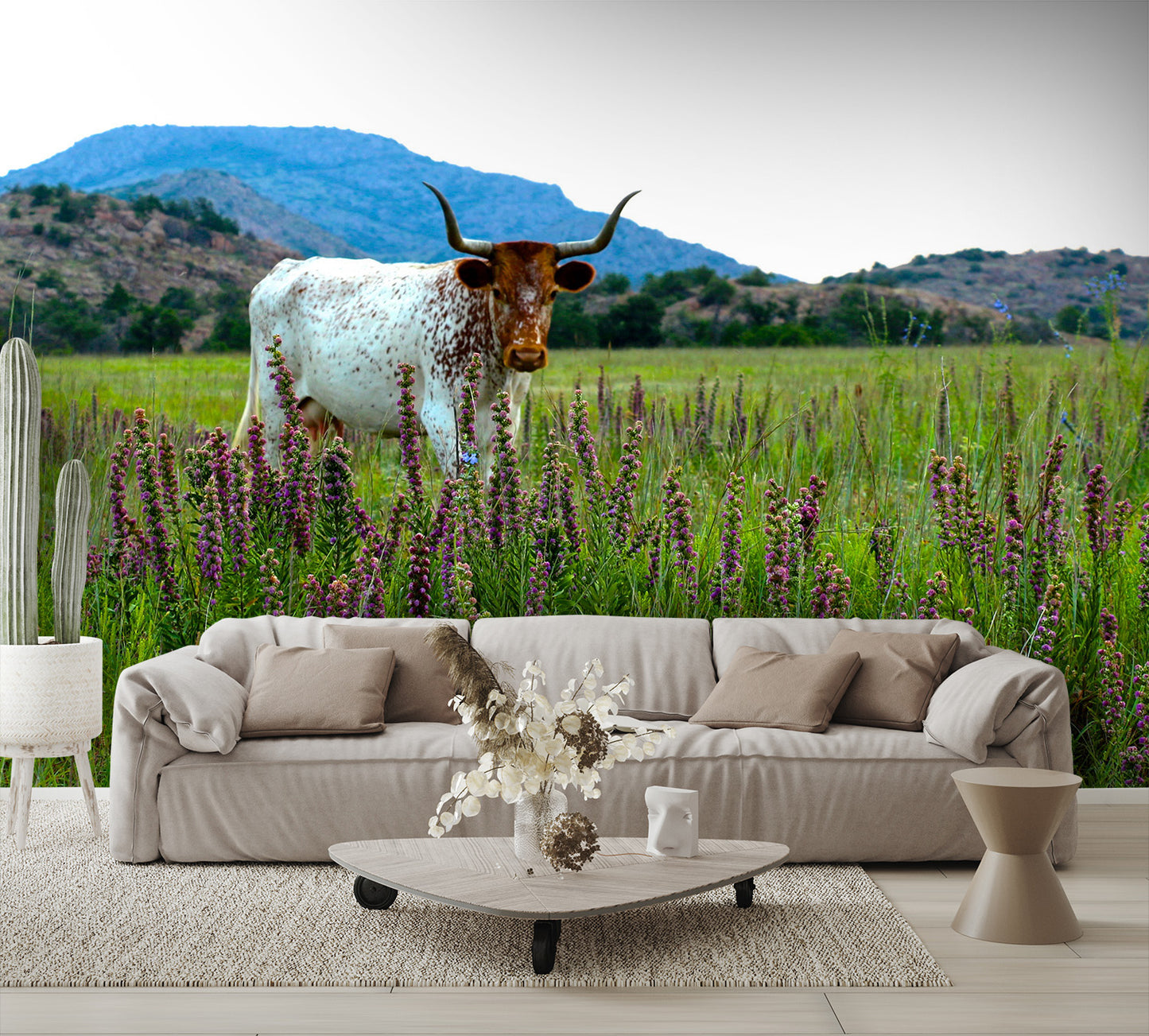 Longhorn in the Wildflowers Wall Mural