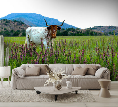 Longhorn in the Wildflowers Wall Mural