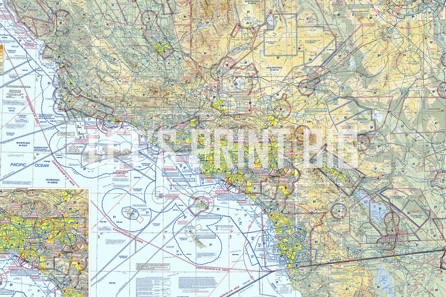 Aeronautical Chart Los Angeles Wall Mural