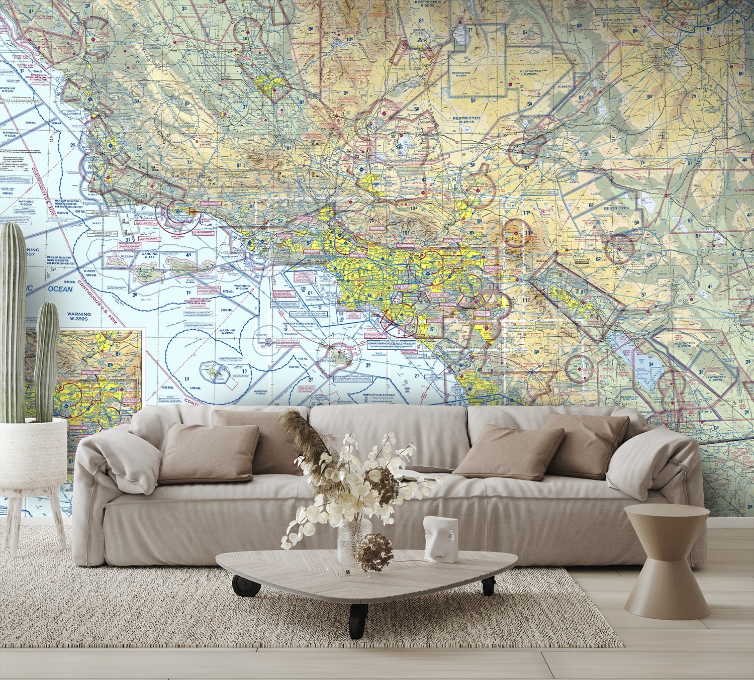 Aeronautical Chart Los Angeles Wall Mural