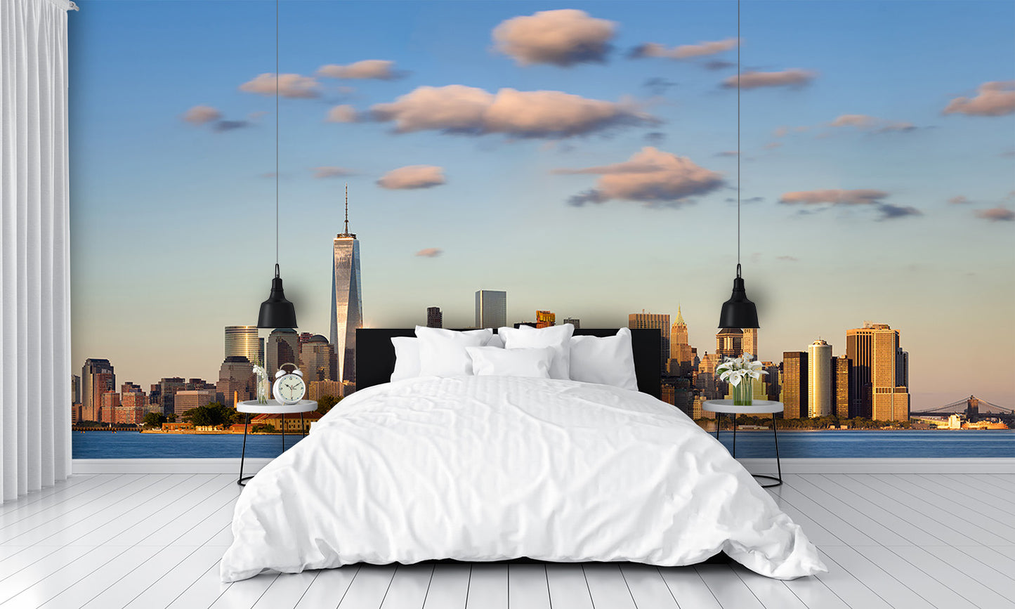 Lower Manhattan Skyscrapers at Sunset Wall Mural