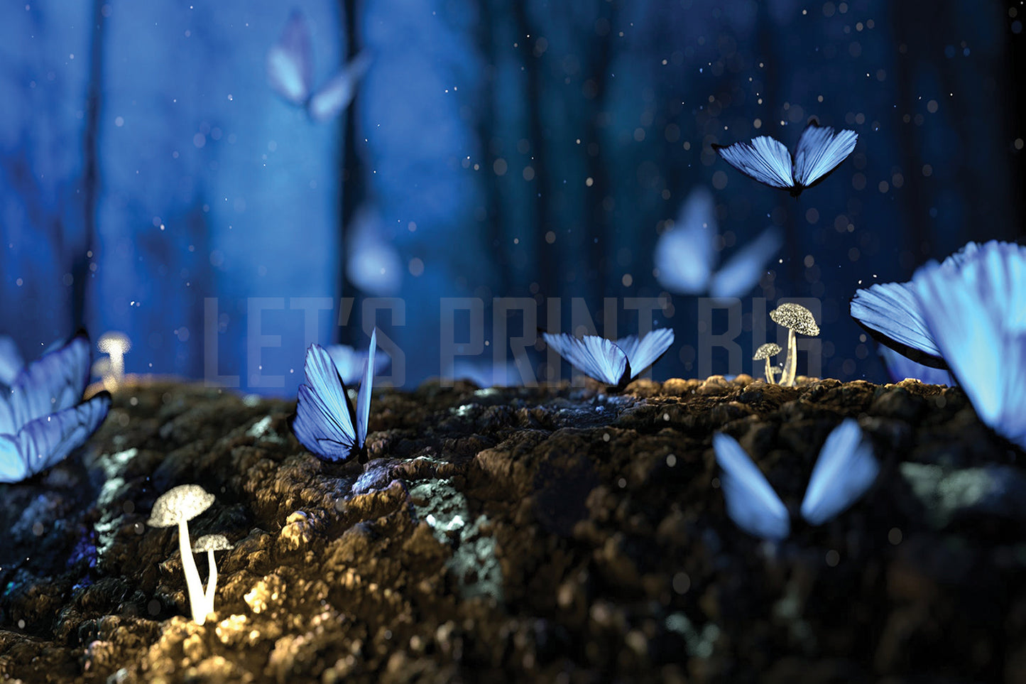 Magical Blue Butterflies Wall Mural