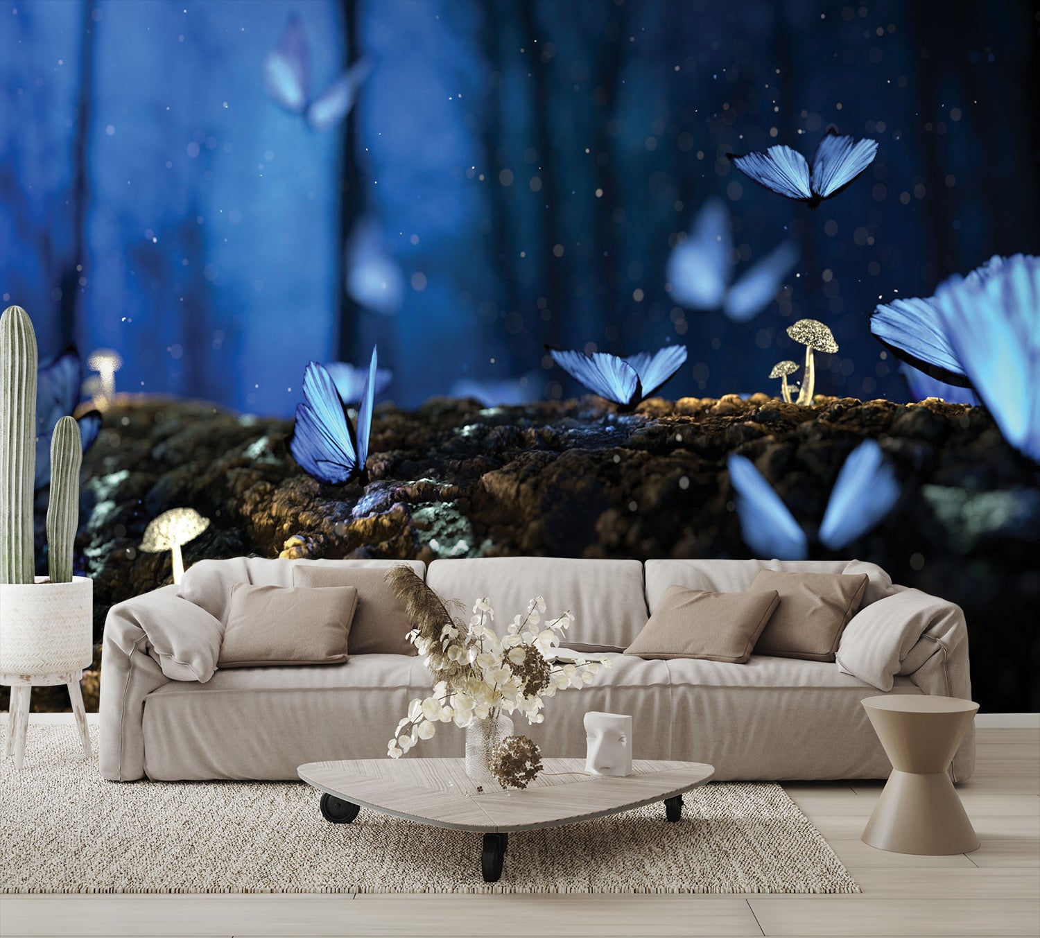 Magical Blue Butterflies Wall Mural