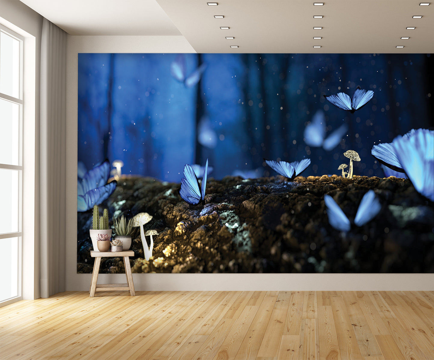 Magical Blue Butterflies Wall Mural