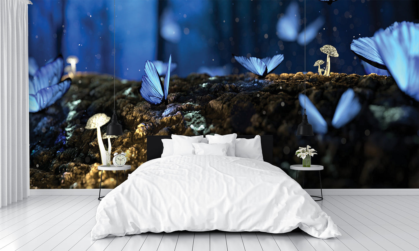 Magical Blue Butterflies Wall Mural