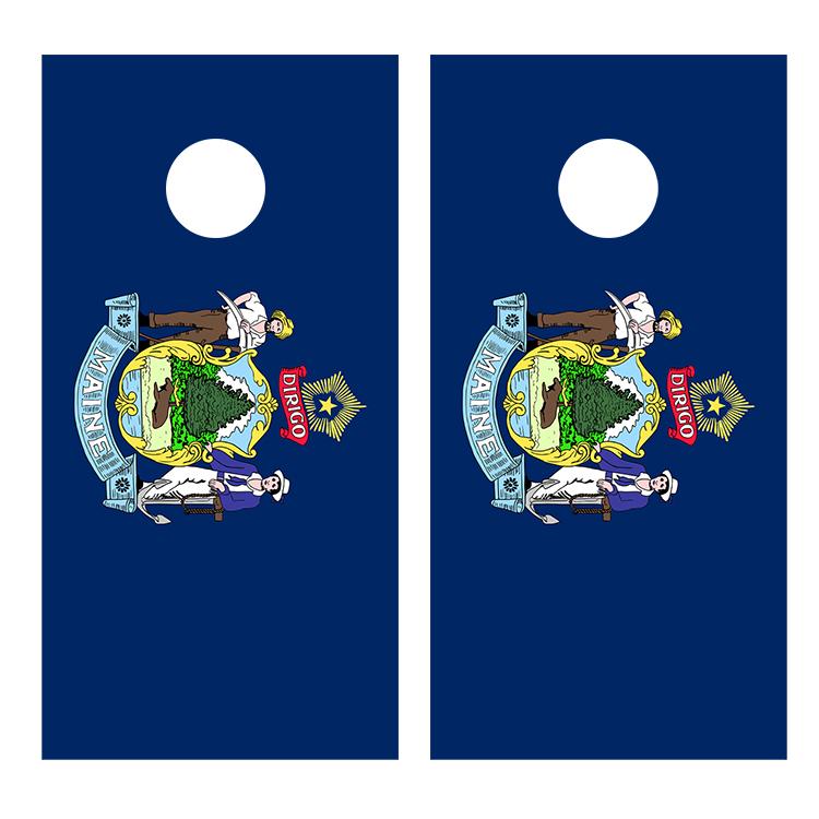 Flag of Maine Cornhole Board Decal Wraps