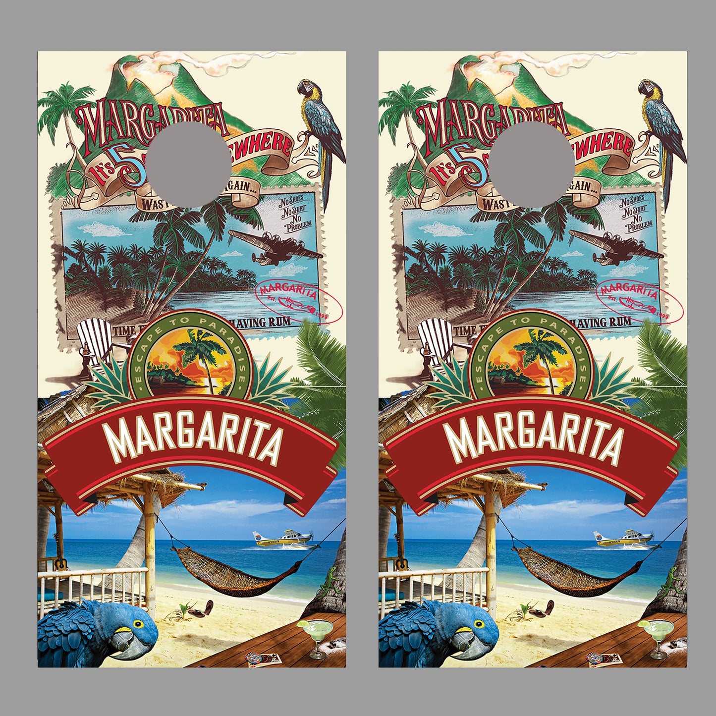 Margaritaville cornhole wraps Design A Corn Hole Decal set