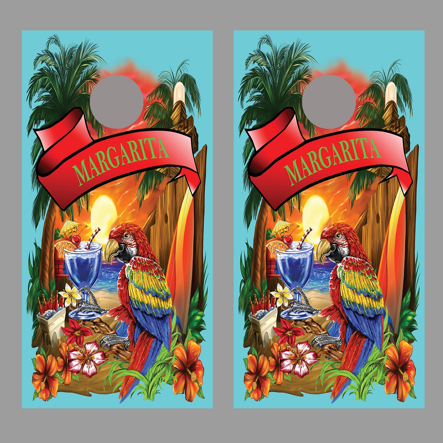 Margaritaville CornHole Skins Baby Blue Decal Wrap set