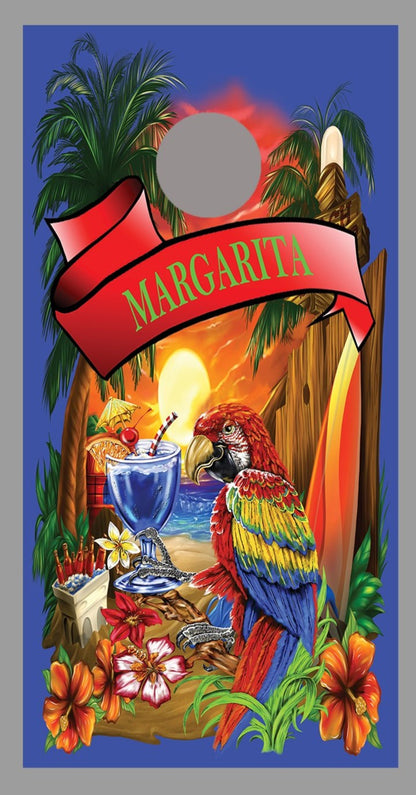 Margaritaville Cornhole Skins Dark Blue Board Decal Wrap single
