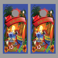 Margaritaville Cornhole Skins Dark Blue Board Decal Wrap set
