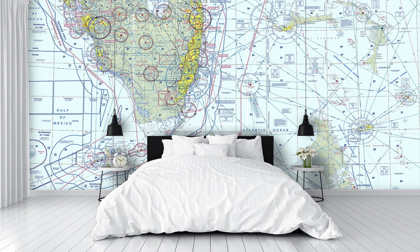 Aeronautical Chart Miami Wall Mural