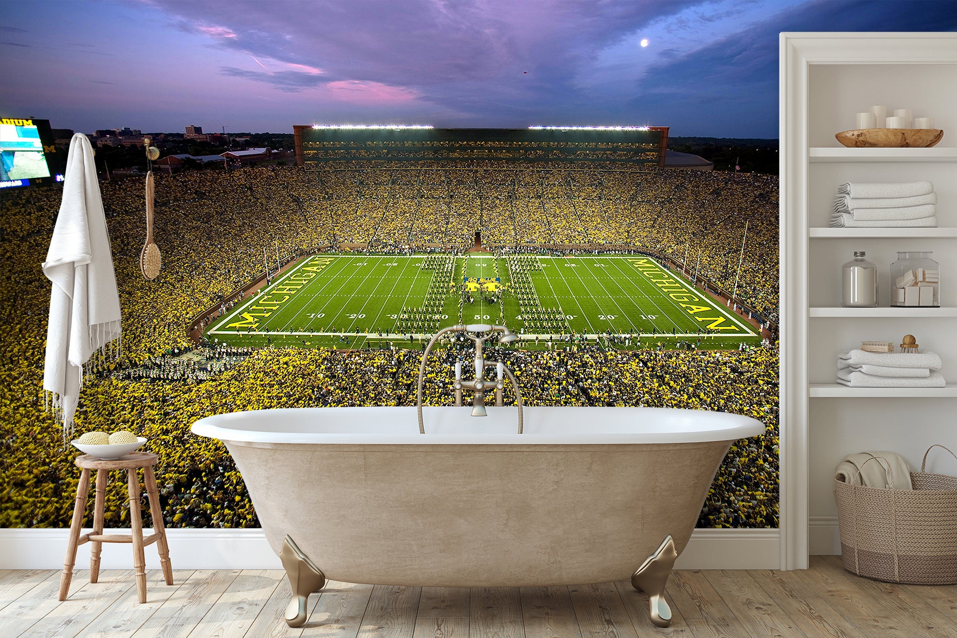 Michigan Stadium Wallpaper Big House Night 1 Wall Mural bathroom
