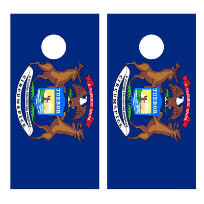 Flag of Michigan Corn hole Decal Wrap