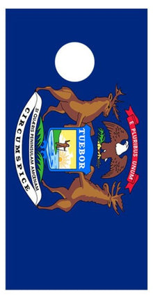 Flag of Michigan Corn hole Decal Wrap