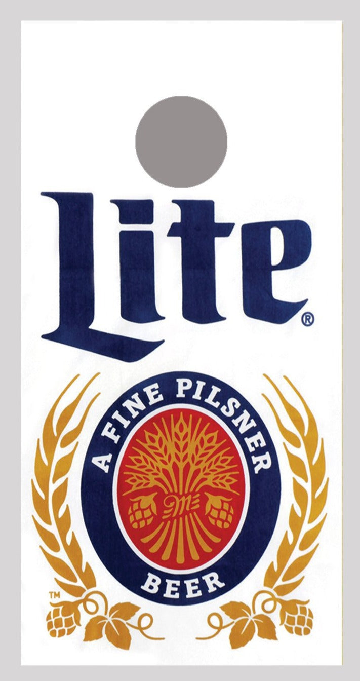 Miller Lite Beer White Background Cornhole Board Decal Wrap