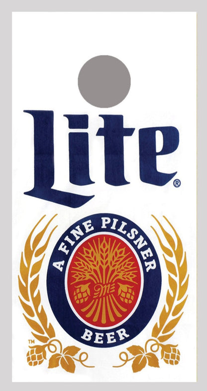 Miller Lite Beer White Background Cornhole Board Decal Wrap