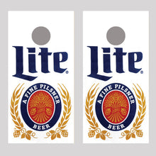 Miller Lite Beer White Background Cornhole Board Decal Wrap