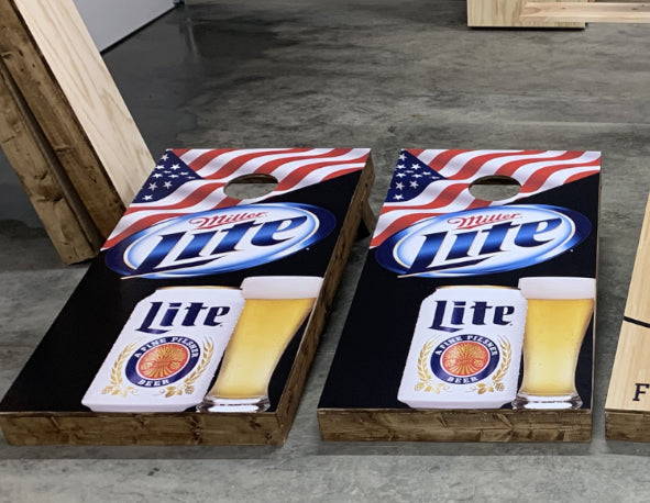 Miller Lite cornhole wrap Can Glass Board Decal Skin customer image
