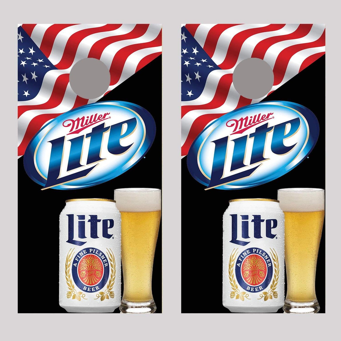 Miller Lite cornhole wrap Can Glass Board Decal Skin set