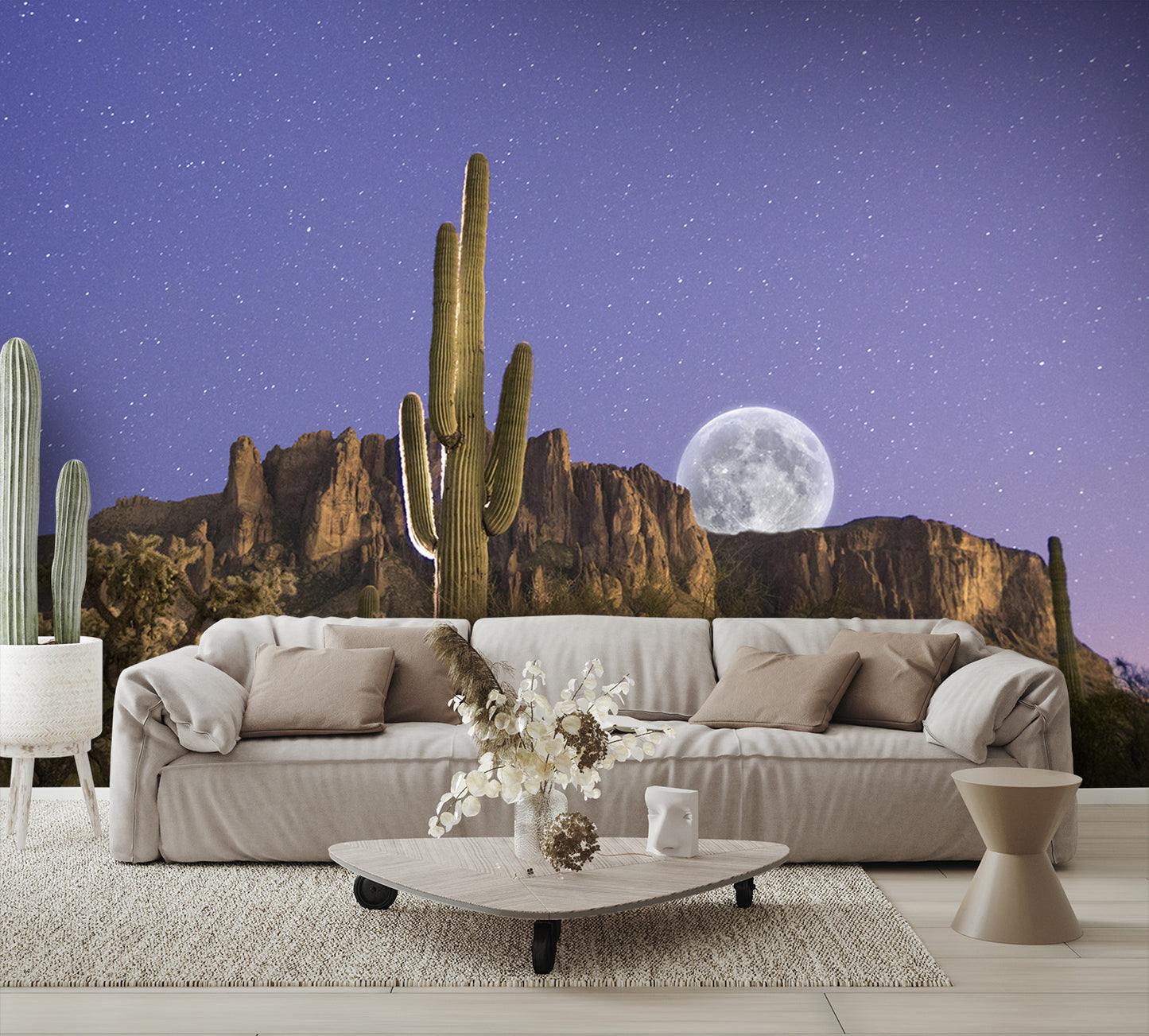 Moon Rise Over Superstition Mountains Wall Mural