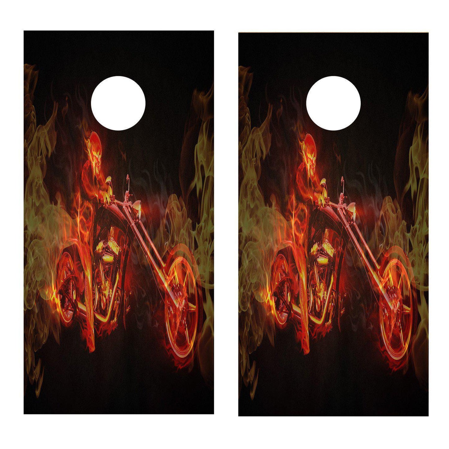 Flames Motorcycle Cornhole Version 1 Corn hole Wrap