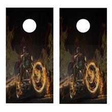 Flames Motorcycle Cornhole Wrap Version 2 Cornhole Decal