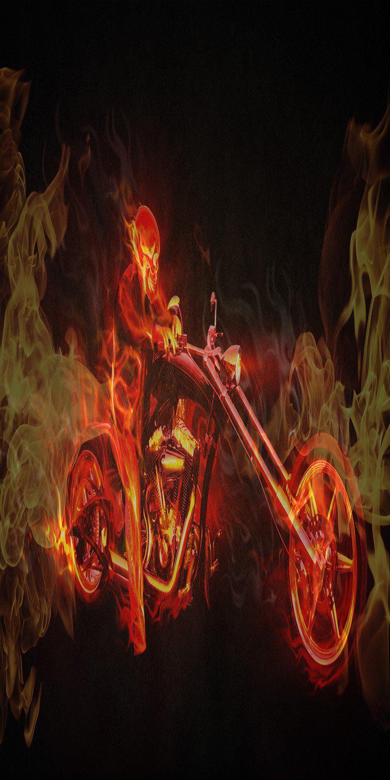 Flames Motorcycle Cornhole Version 1 Corn hole Wrap