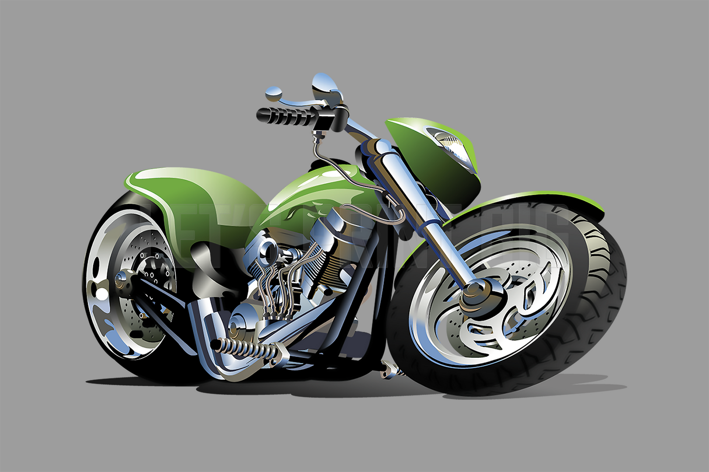 Car Art Motorcycle Green Chopper Wall Decal