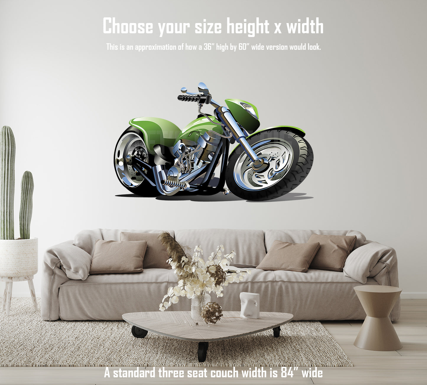 Car Art Motorcycle Green Chopper Wall Decal