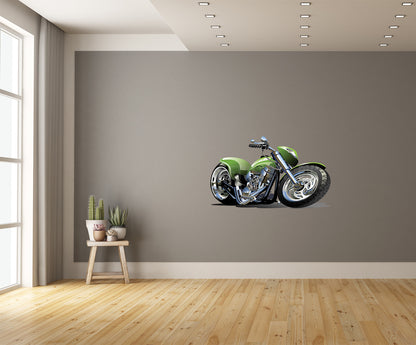 Car Art Motorcycle Green Chopper Wall Decal