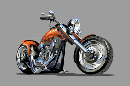 Car Art Motorcycle Orange Chopper Wall Decal