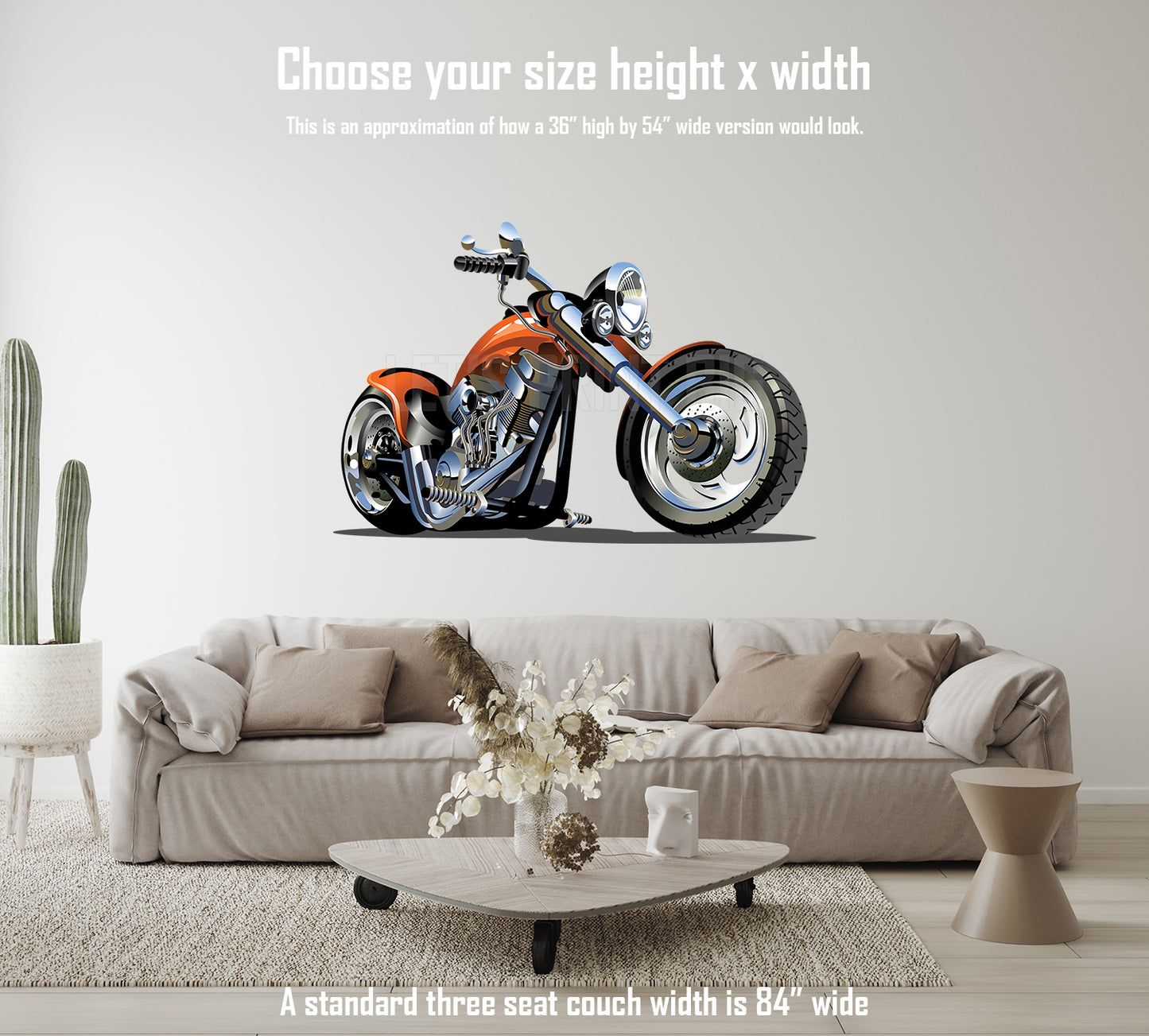 Car Art Motorcycle Orange Chopper Wall Decal